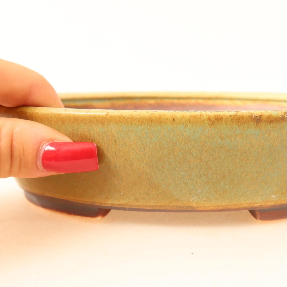 Ceramiczna miska do bonsai 18,5 x 16,5 x 4,5 cm, zielona