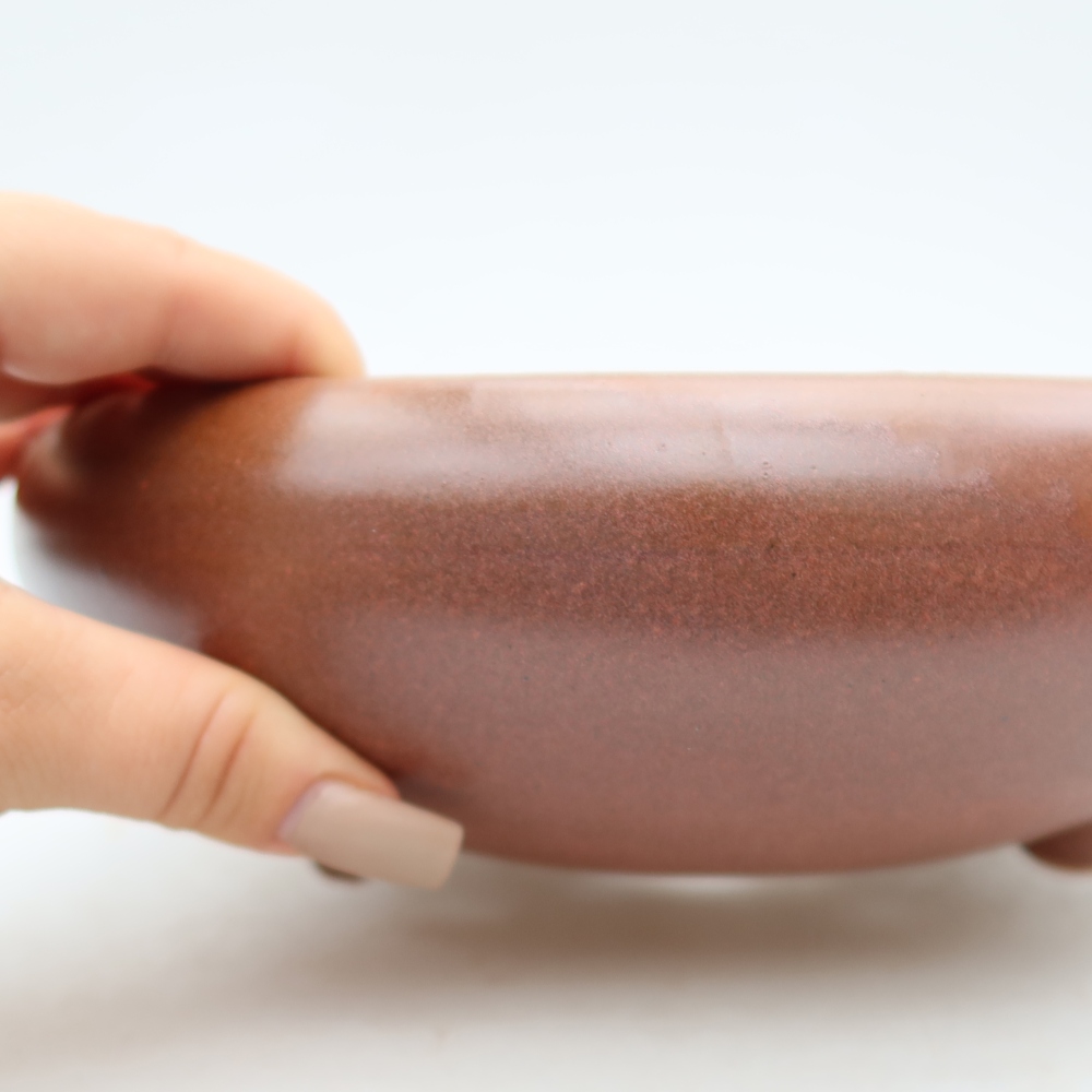 Ceramiczna miska do bonsai 20 x 20 x 7,5 cm, kolor bordowy
