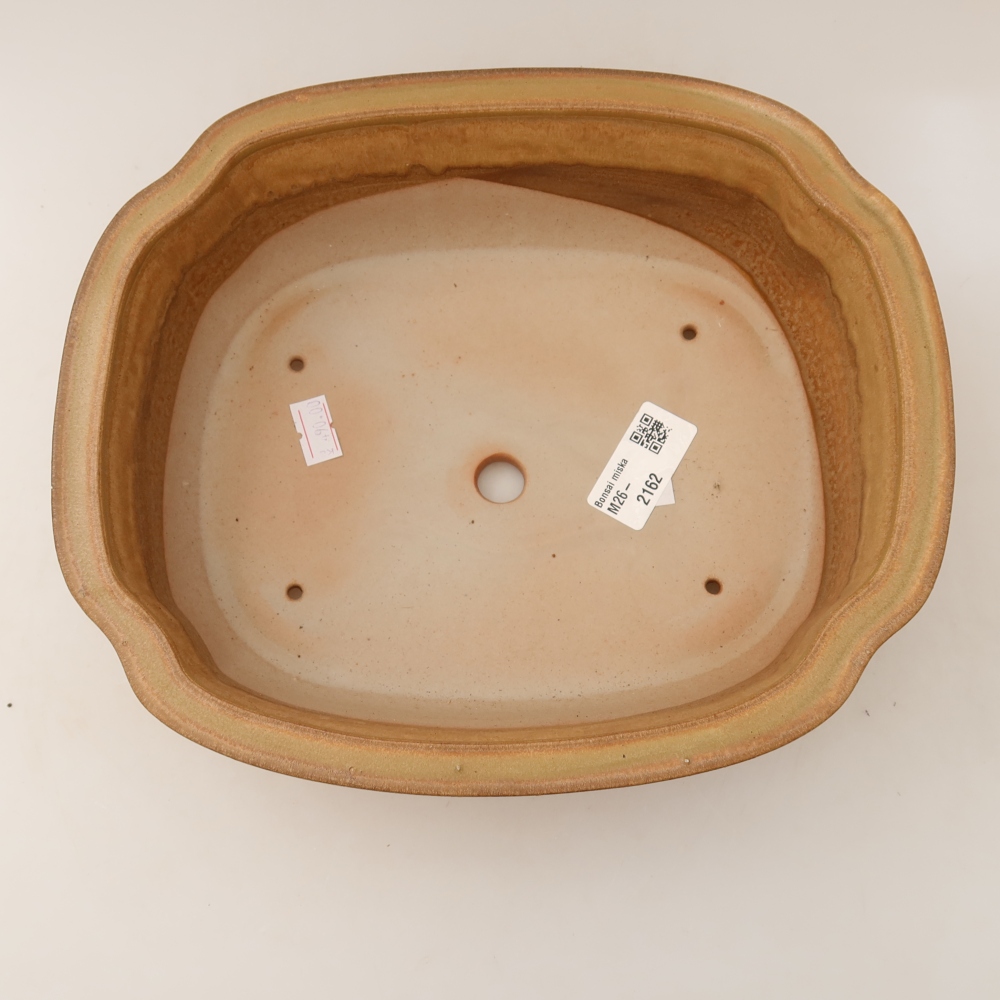 Ceramiczna miska do bonsai 24,5 x 21 x 7,5 cm, kolor beżowy