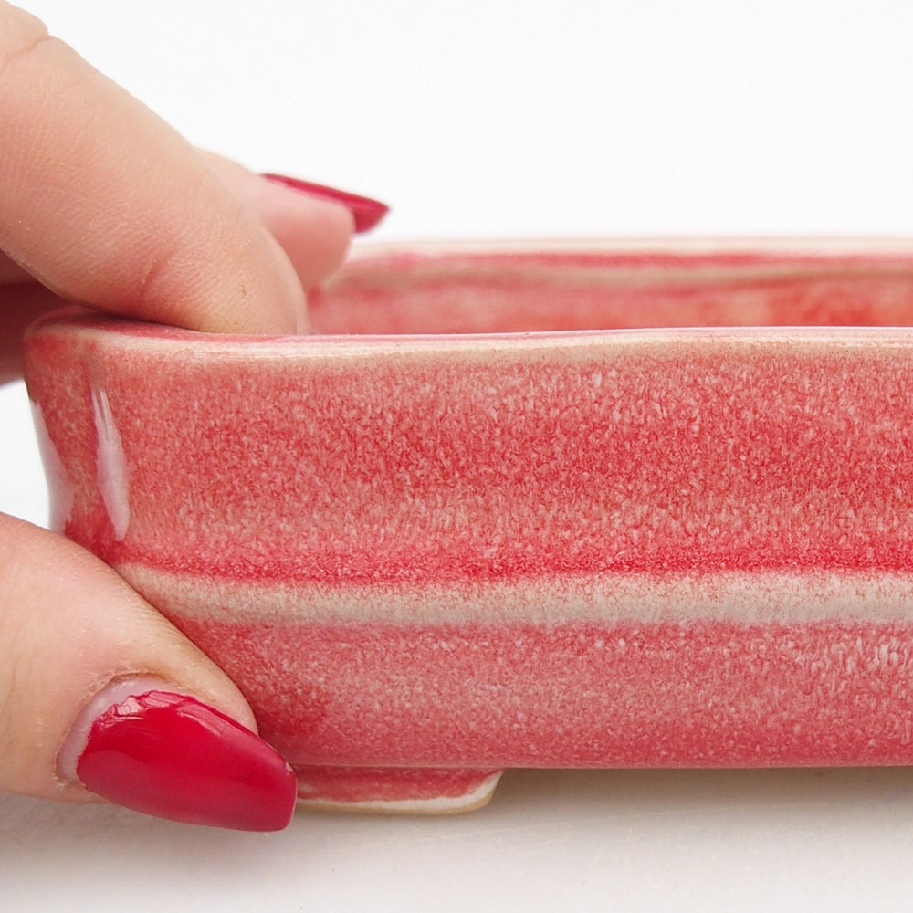 Ceramiczna miska do bonsai 12 x 10,5 x 4 cm, kolor czerwony