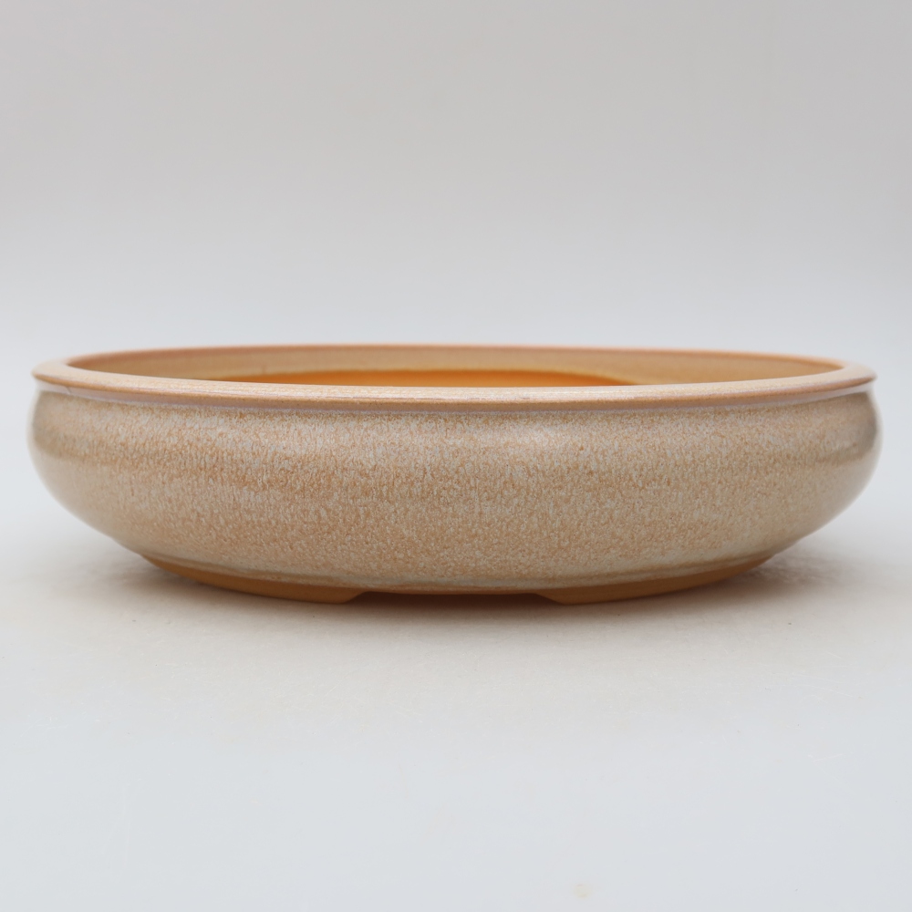 Ceramiczna doniczka do bonsai 26,5 x 26,5 x 5,5 cm, kolor beżowy