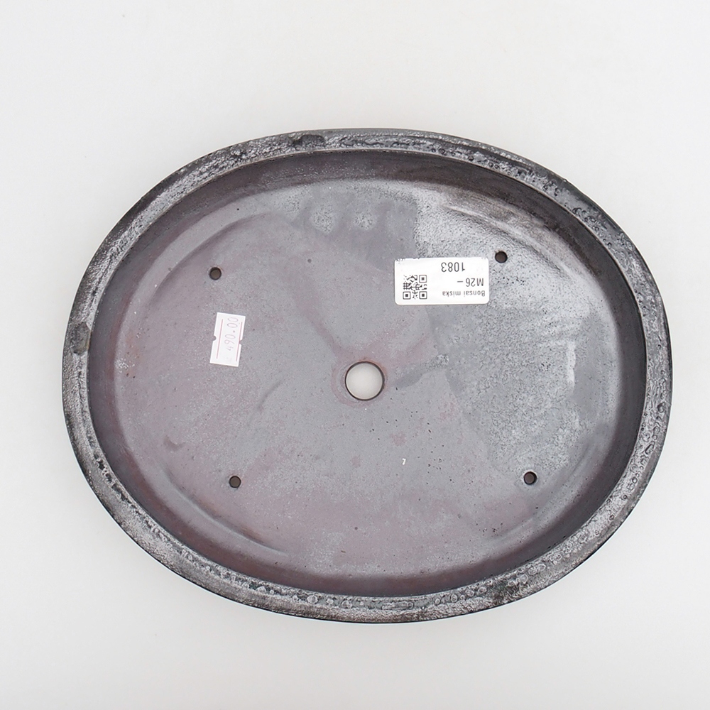 Ceramiczna miska do bonsai 24 x 19,5 x 4 cm, kolor czarno-zielony