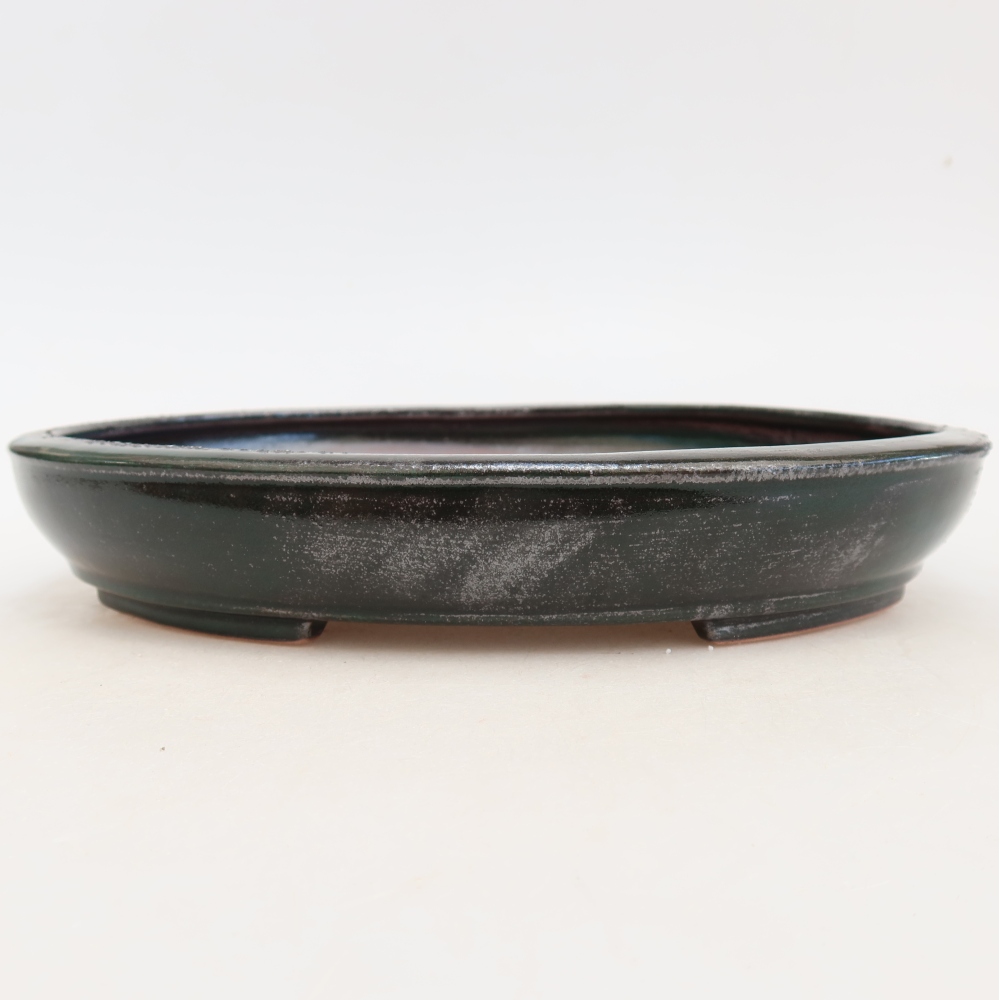 Ceramiczna miska do bonsai 24,5 x 20 x 4 cm, zielona