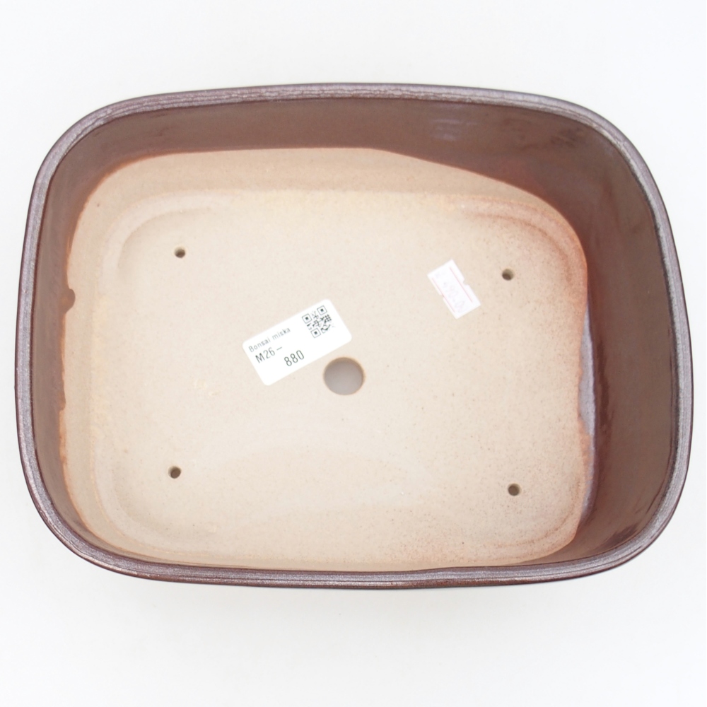 Ceramiczna miska na bonsai 23,5 x 18 x 7,5 cm, brązowa