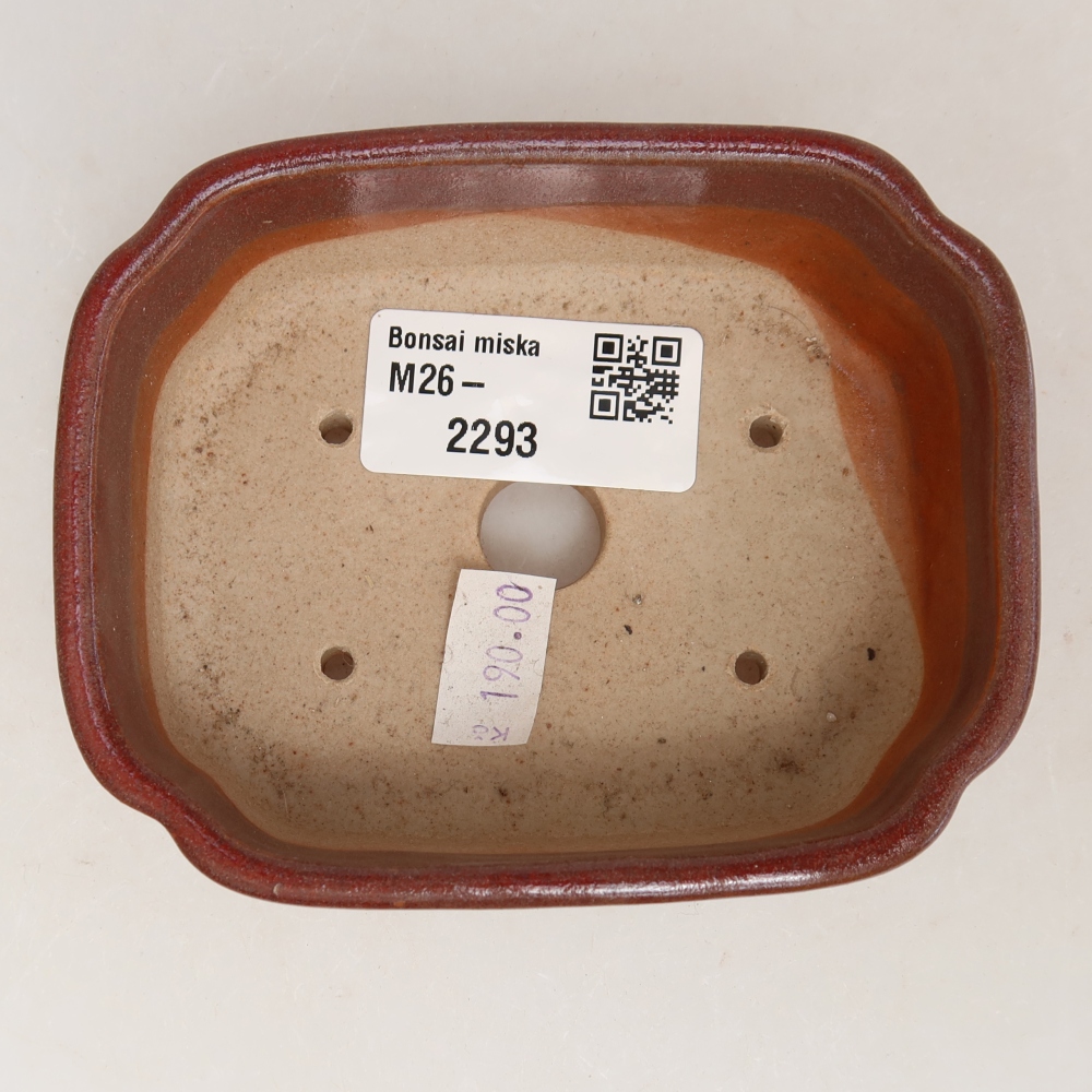 Ceramiczna miseczka do bonsai 10,5 x 8 x 4 cm, kolor bordowy