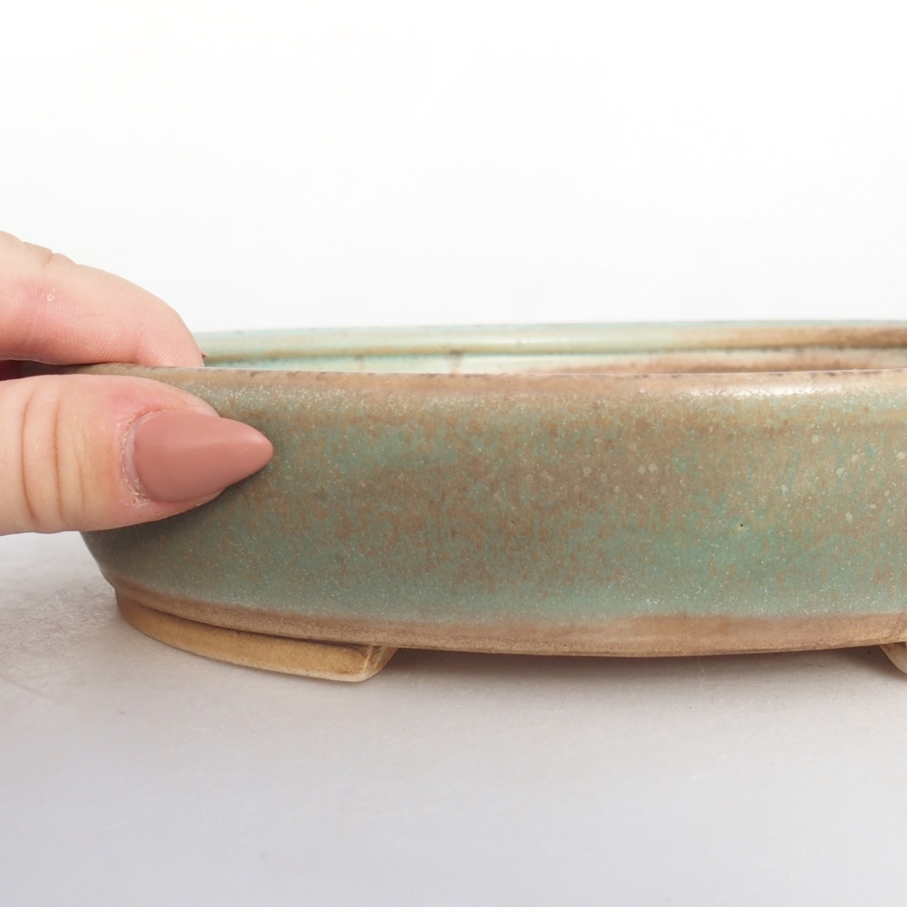 Ceramiczna miska na bonsai 21 x 19 x 4 cm, zielona