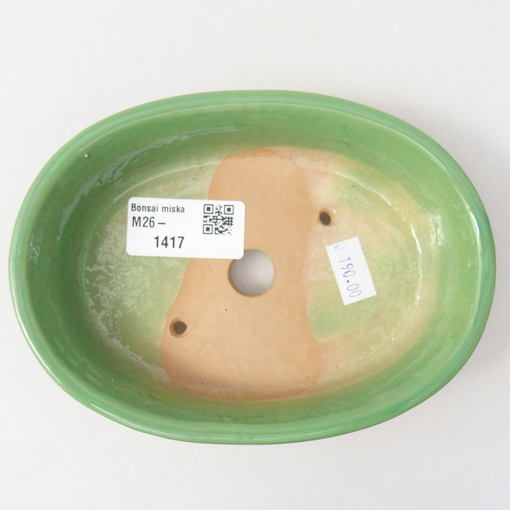 Ceramiczna miska do bonsai 14,5 x 10,5 x 3,5 cm, zielona
