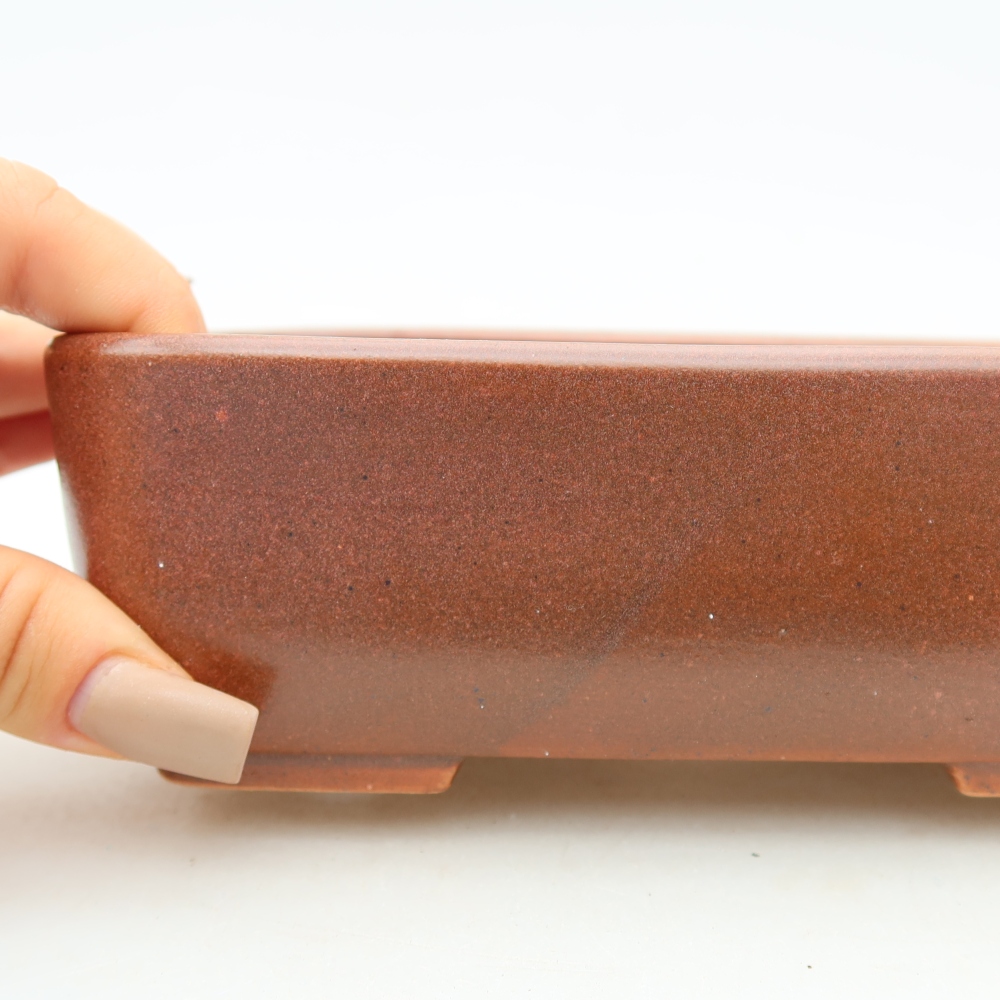 Ceramiczna miska do bonsai 16 x 10,5 x 5,5 cm, kolor bordowy