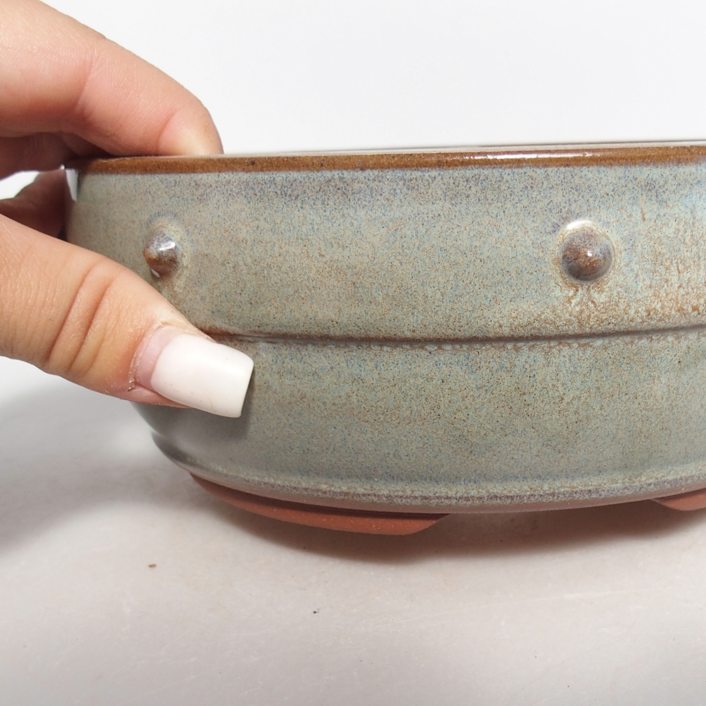 Ceramiczna miska do bonsai 17 x 17 x 6,5 cm, zielona