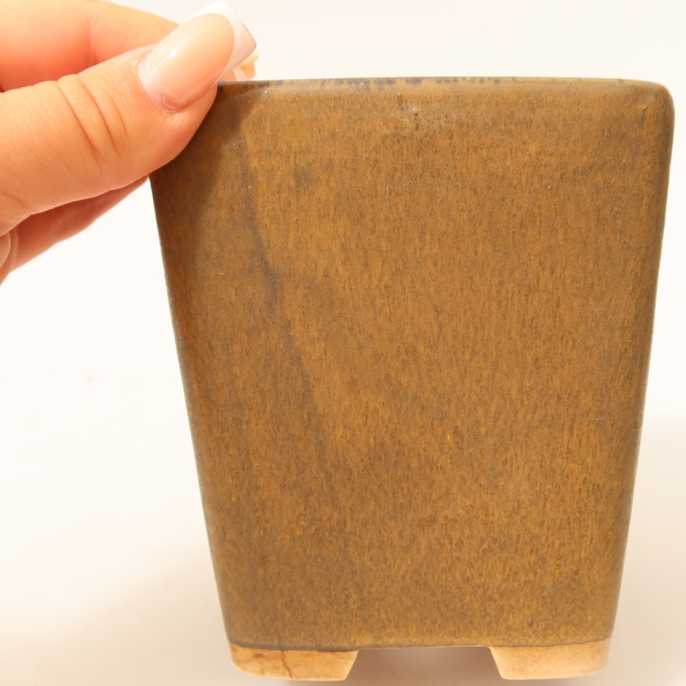 Ceramiczna miska do bonsai 10,5 x 10,5 x 12 cm, kolor brązowy