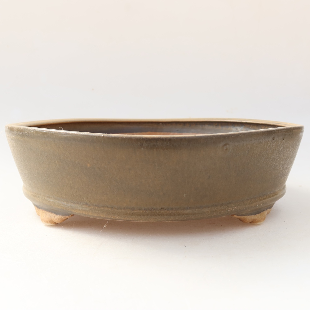 Ceramiczna miska do bonsai 21,5 x 21,5 x 6 cm, brązowa