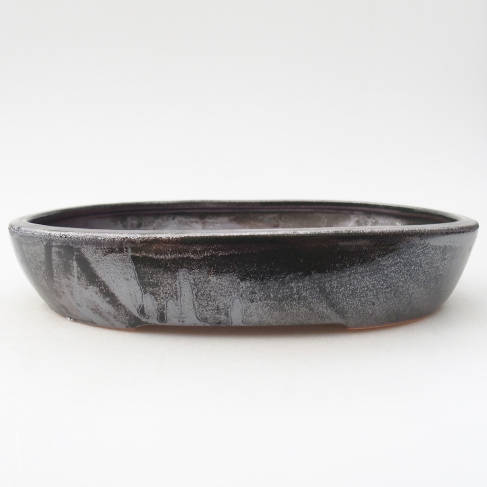 Ceramiczna miska na bonsai 22 x 17 x 5 cm, metaliczna zieleń