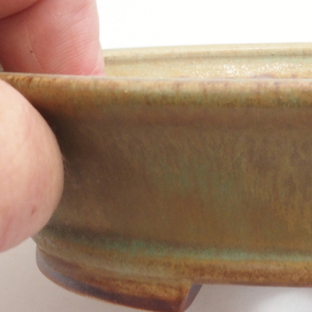 Ceramiczna miska do bonsai 13,,5 x 12 x 3,5 cm, kolor zielony