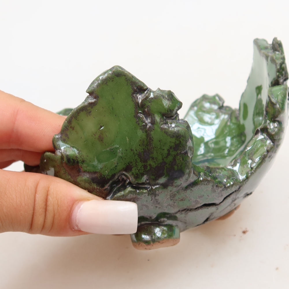 Ceramiczna skorupa  11 x 11 x 7 cm, kolor zielony