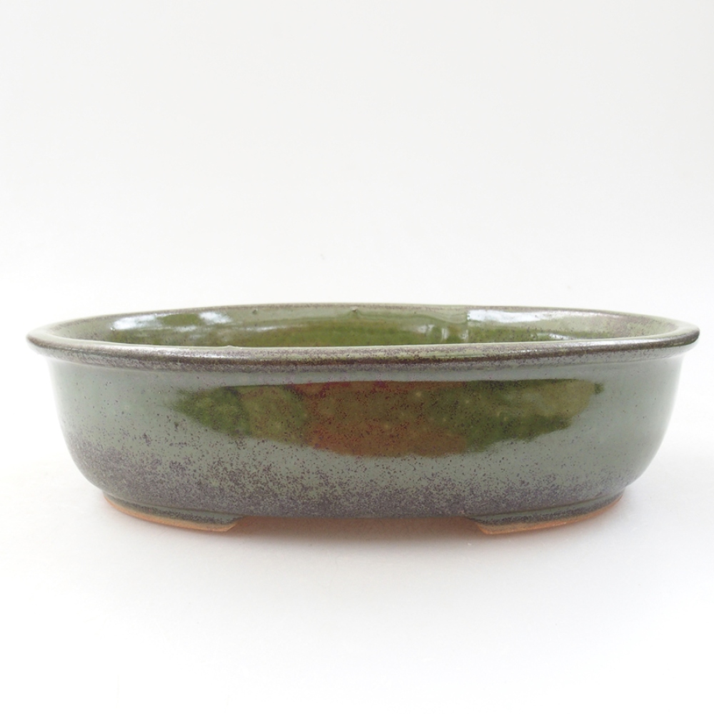 Ceramiczna miska bonsai 18,5 x 14,5 x 5 cm, kolor zielony