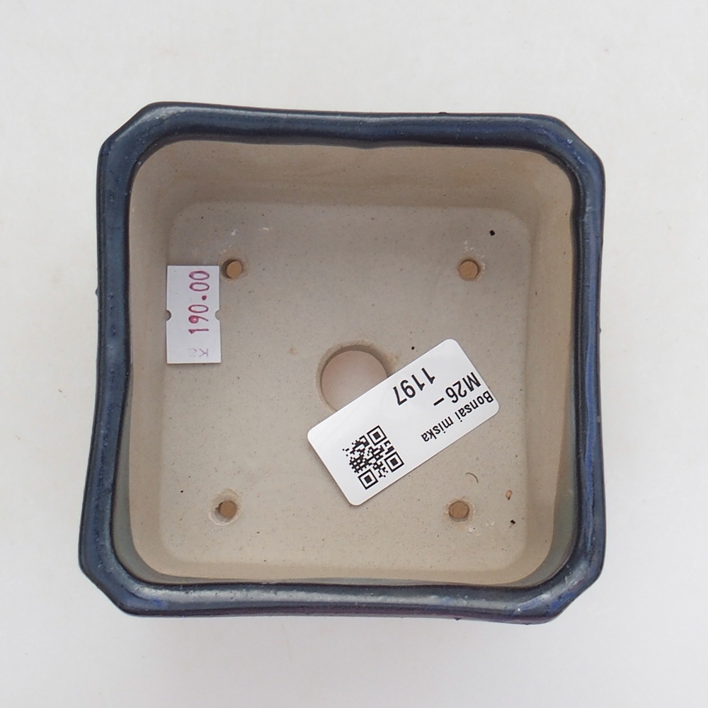 Ceramiczna miska na bonsai 9 x 9 x 7 cm, kolor niebieski