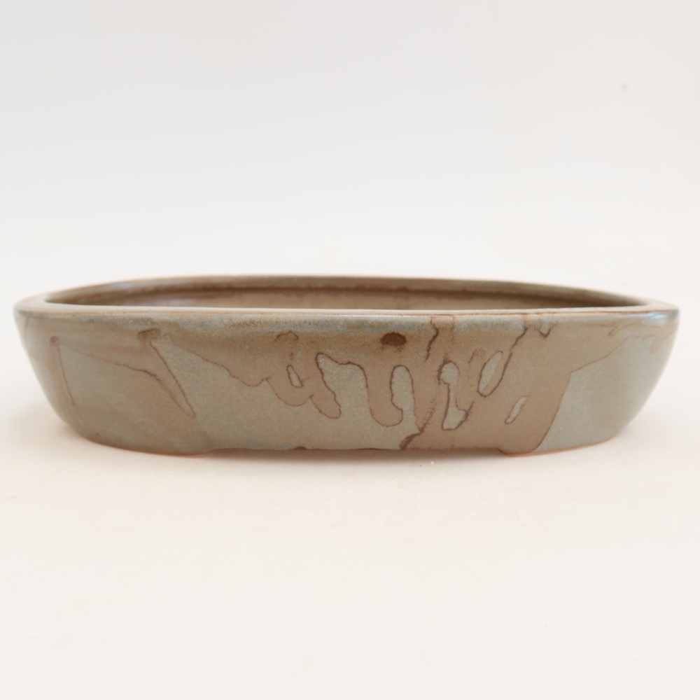 Ceramiczna miska do bonsai 22 x 17 x 4 cm, kolor brązowo-niebieski