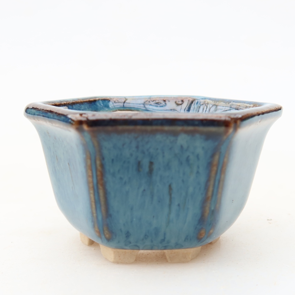 Ceramiczna miseczka do bonsai 5,5 x 5 x 3 cm, kolor niebieski