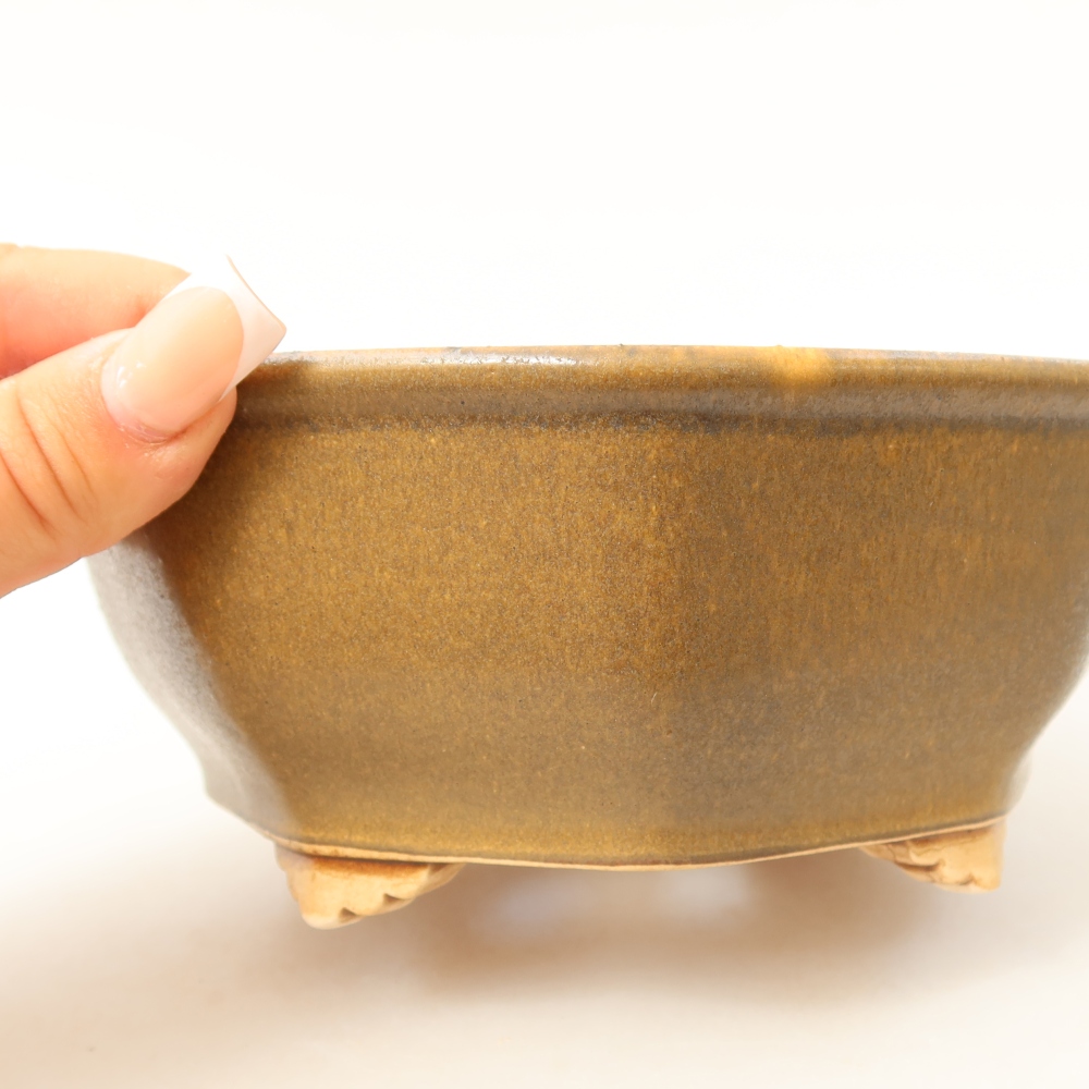 Ceramiczna miska do bonsai 17 x 16 x 6,5 cm, kolor brązowy