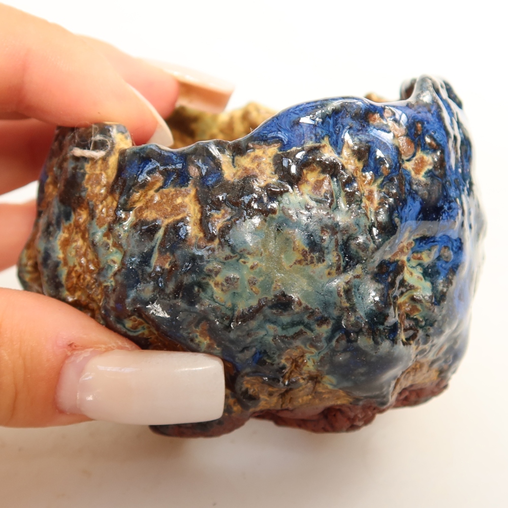 Ceramiczna skorupka  7 x 7 x 5,5 cm, kolor niebiesko-brązowy
