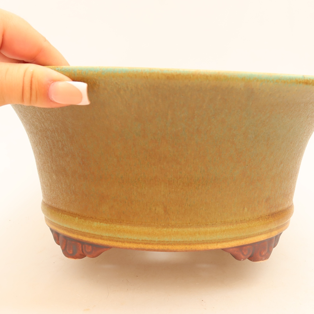 Ceramiczna miska do bonsai 24,5 x 24,5 x 11 cm, kolor zielony