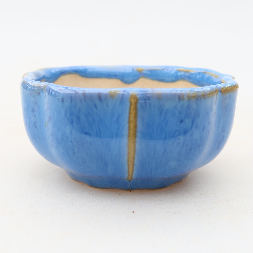 Ceramiczna miseczka do bonsai 6 x 6 x 3 cm, kolor niebieski