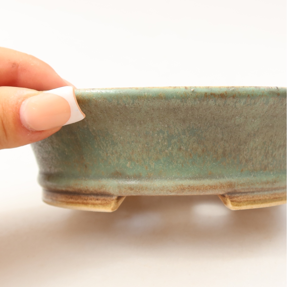 Ceramiczna miska do bonsai 14,5 x 12,5 x 4 cm, zielona