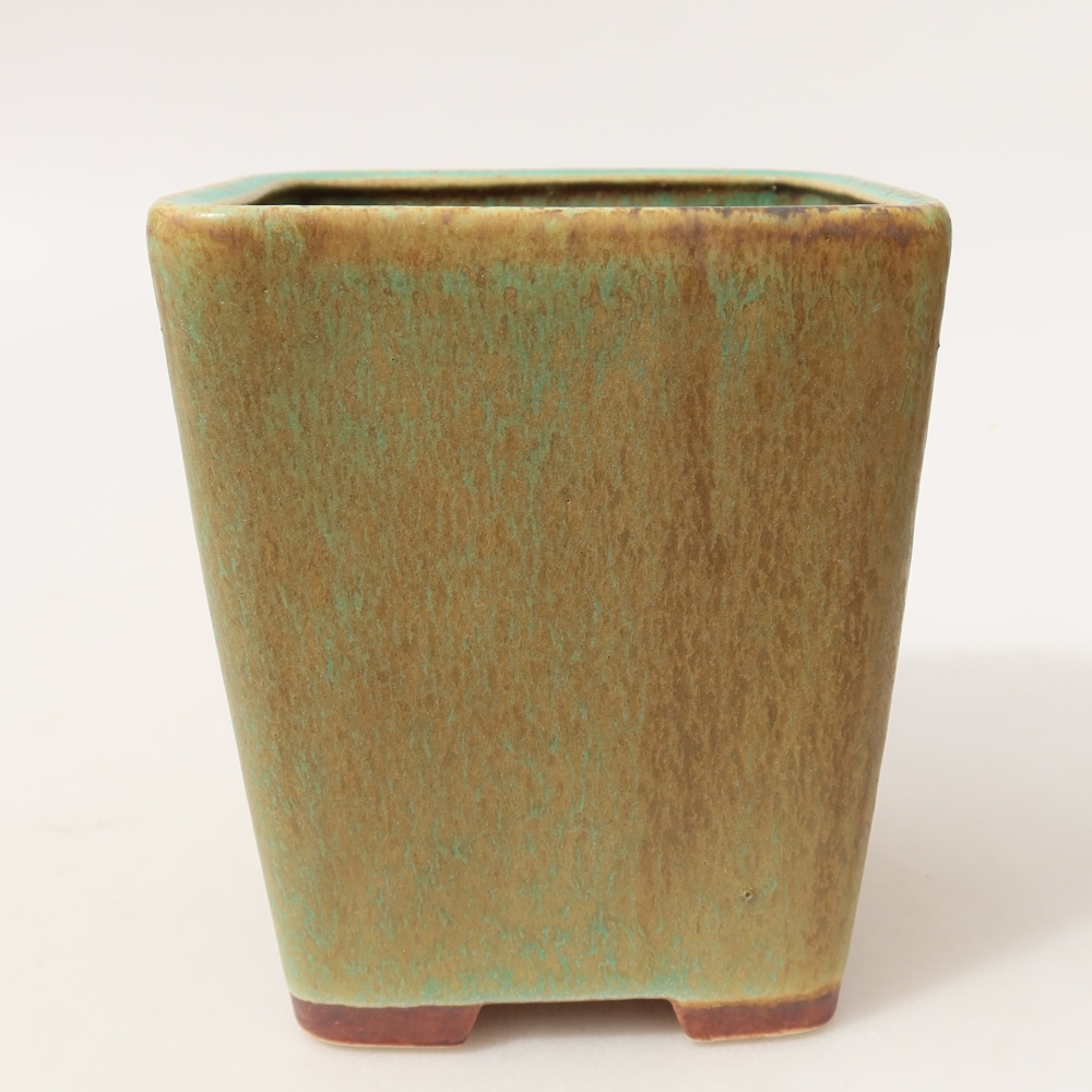 Ceramiczna miska do bonsai 10,5 x 10,5 x 12 cm, kolor zielony