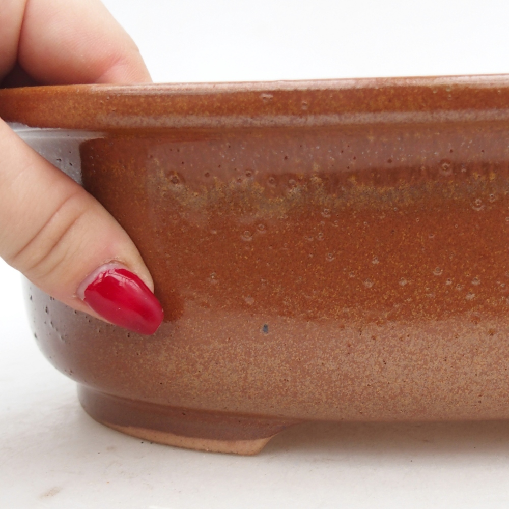 Ceramiczna miska na bonsai 26 x 22 x 8 cm, brązowa