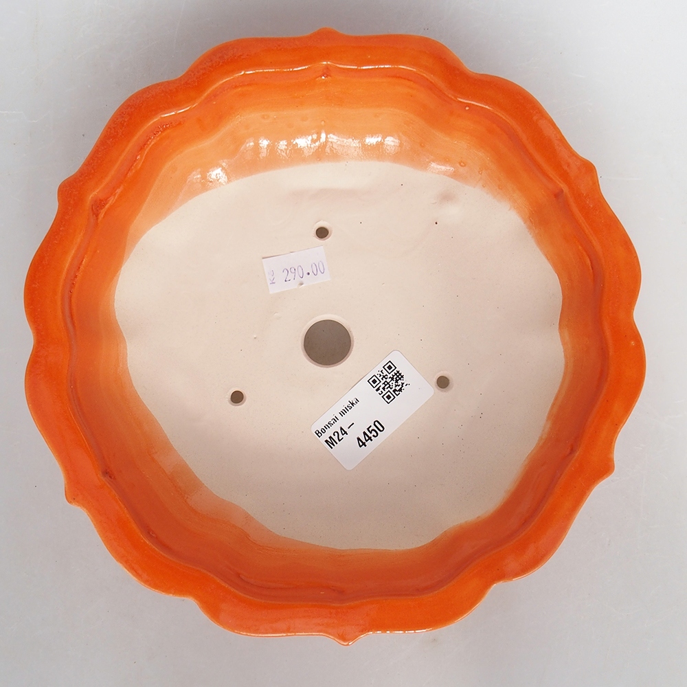 Ceramiczna miska bonsai 18,5 x 18,5 x 5,5 cm, kolor pomarańczowy