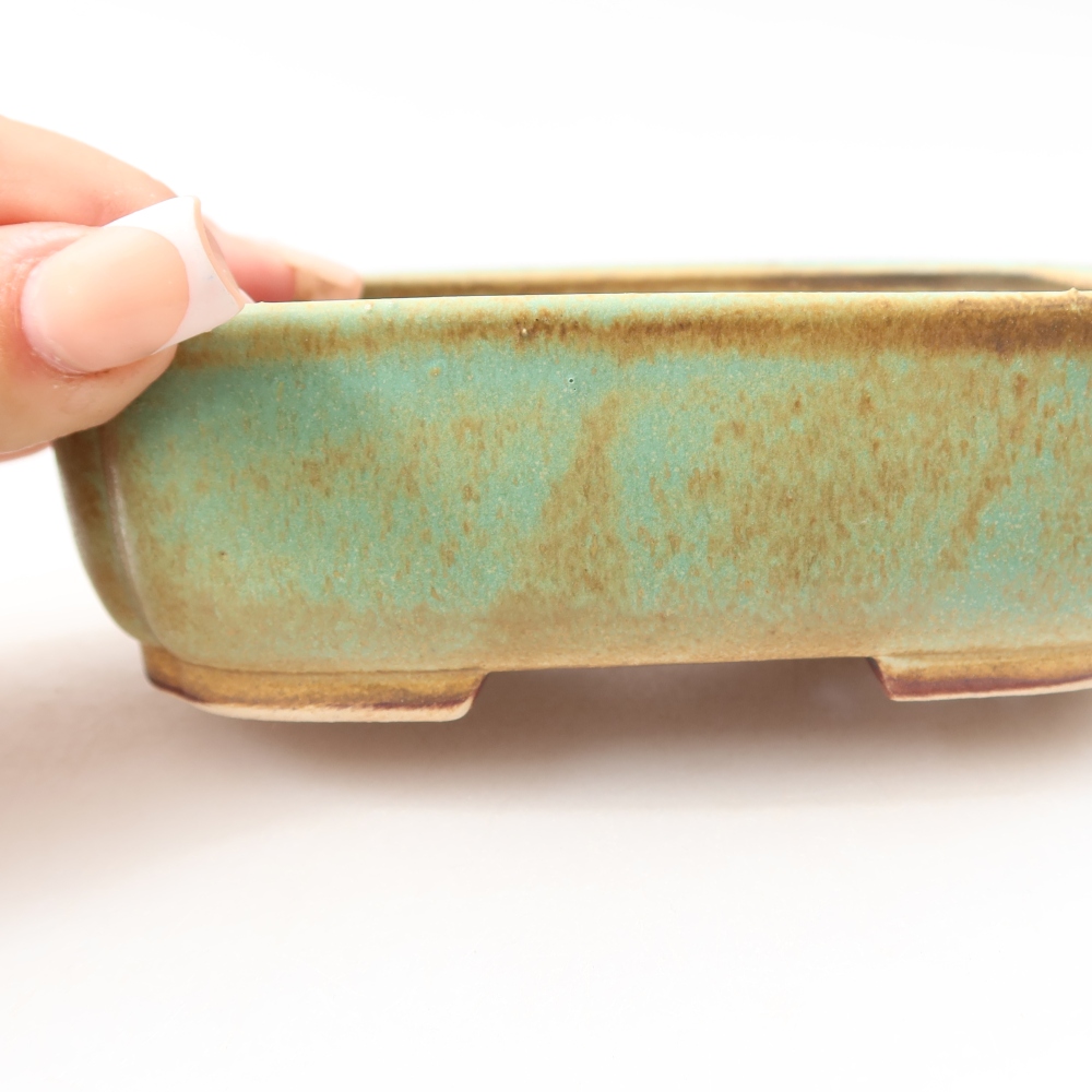 Ceramiczna miska do bonsai 14 x 12 x 4 cm, kolor zielony