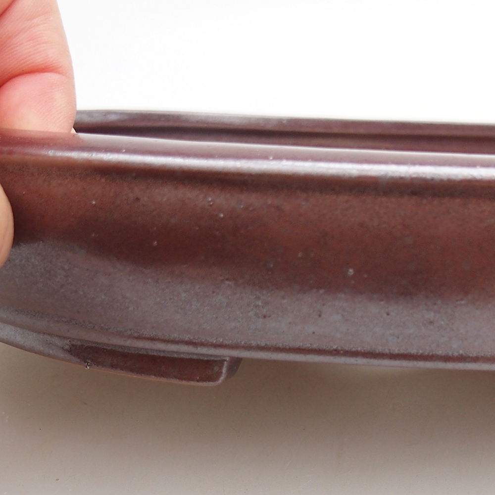 Ceramiczna miska do bonsai 24 x 19,5 x 4 cm, bordowa