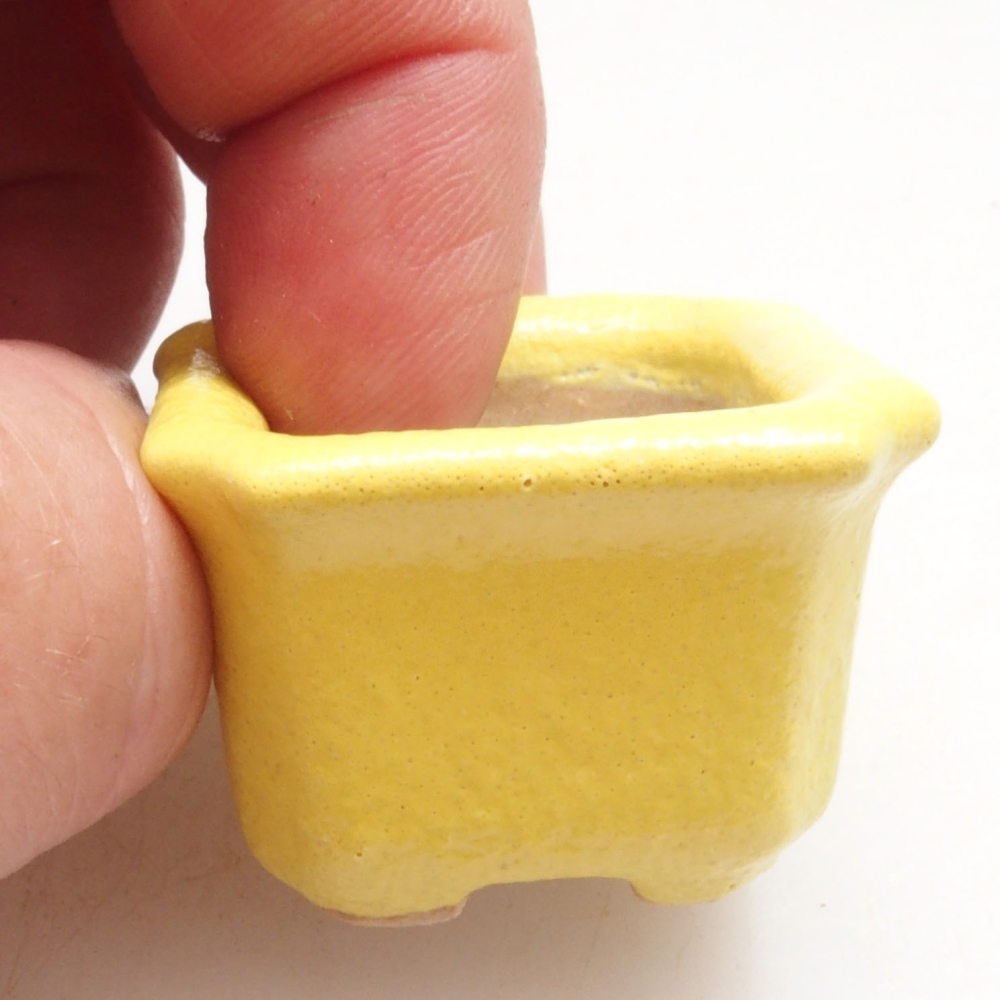 Ceramiczna miska bonsai 3 x 3 x 2 cm, żółta