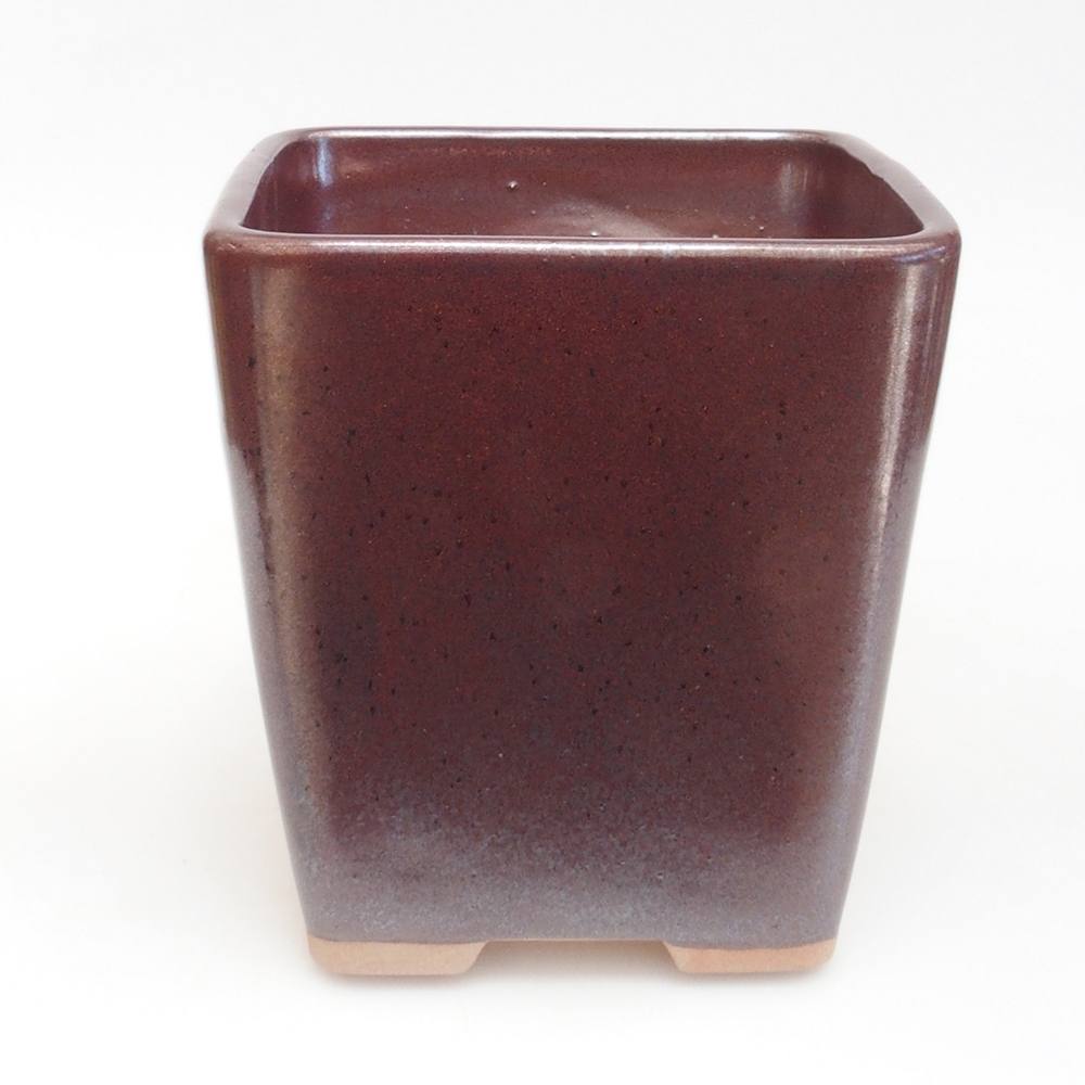 Ceramiczna miska bonsai 13,5 x 13,5 x 14,5 cm, kolor brązowy
