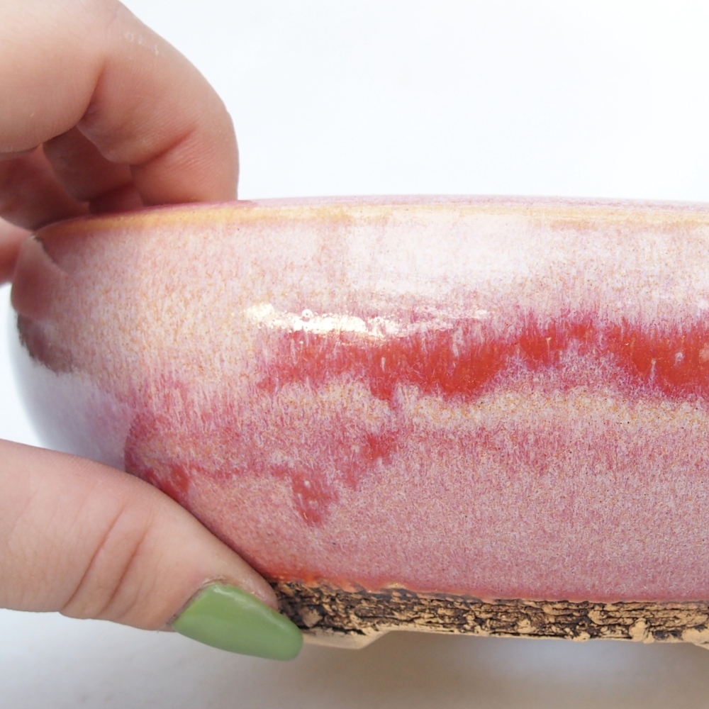 Ceramiczna miska do bonsai 18,5 x 18,5 x 6 cm, różowa