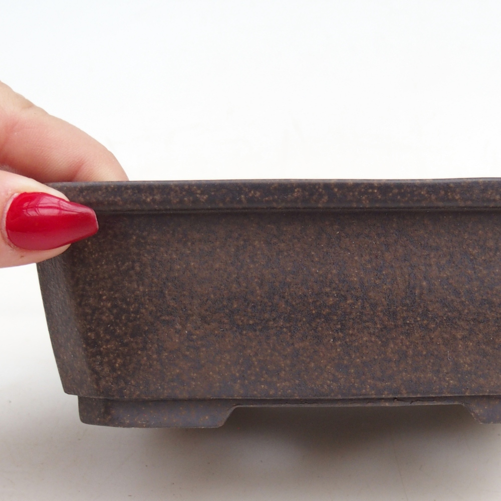 Ceramiczna miska do bonsai 15 x 11 x 5 cm, brązowo-ochrowa