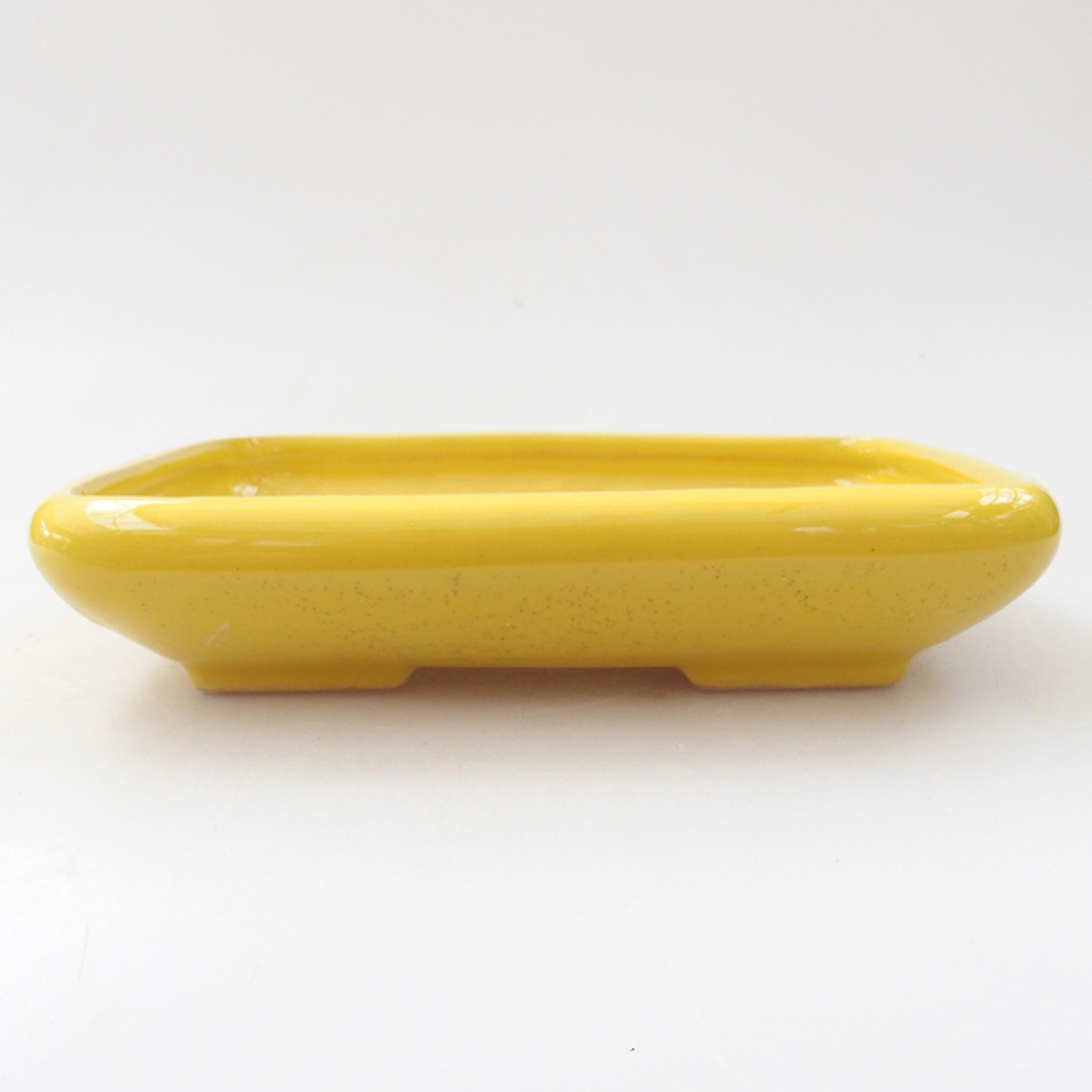 Ceramiczna miska bonsai 17 x 13,5 x 3,5 cm, kolor żółty