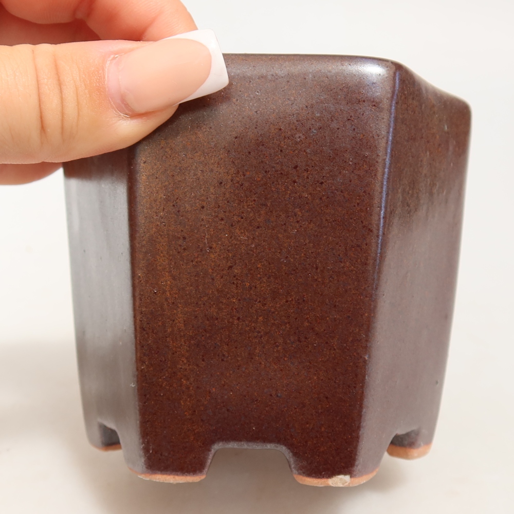 Ceramiczna miska do bonsai 9 x 8,5 x 8 cm, kolor brązowy