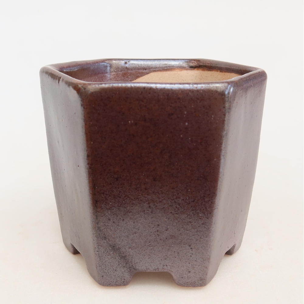 Ceramiczna miska do bonsai 9 x 8 x 8 cm, kolor brązowy