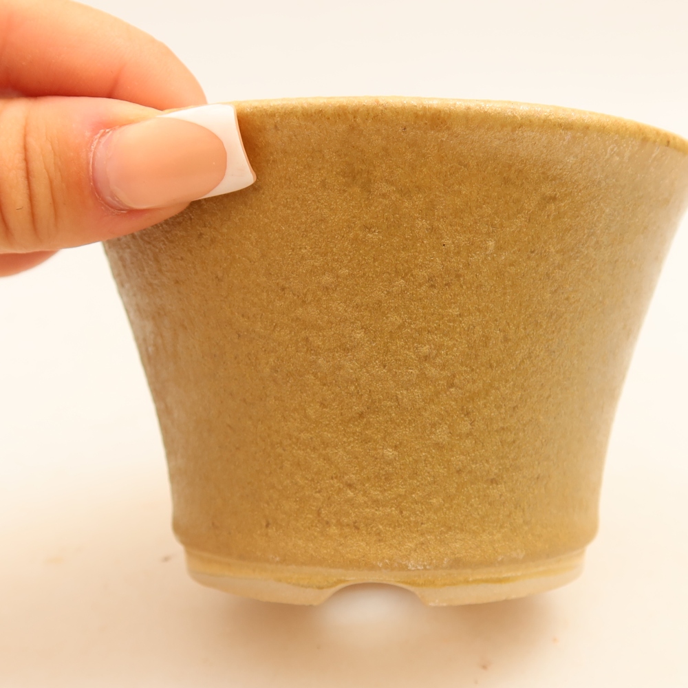 Ceramiczna miska do bonsai 11 x 11 x 7 cm, kolor beżowy