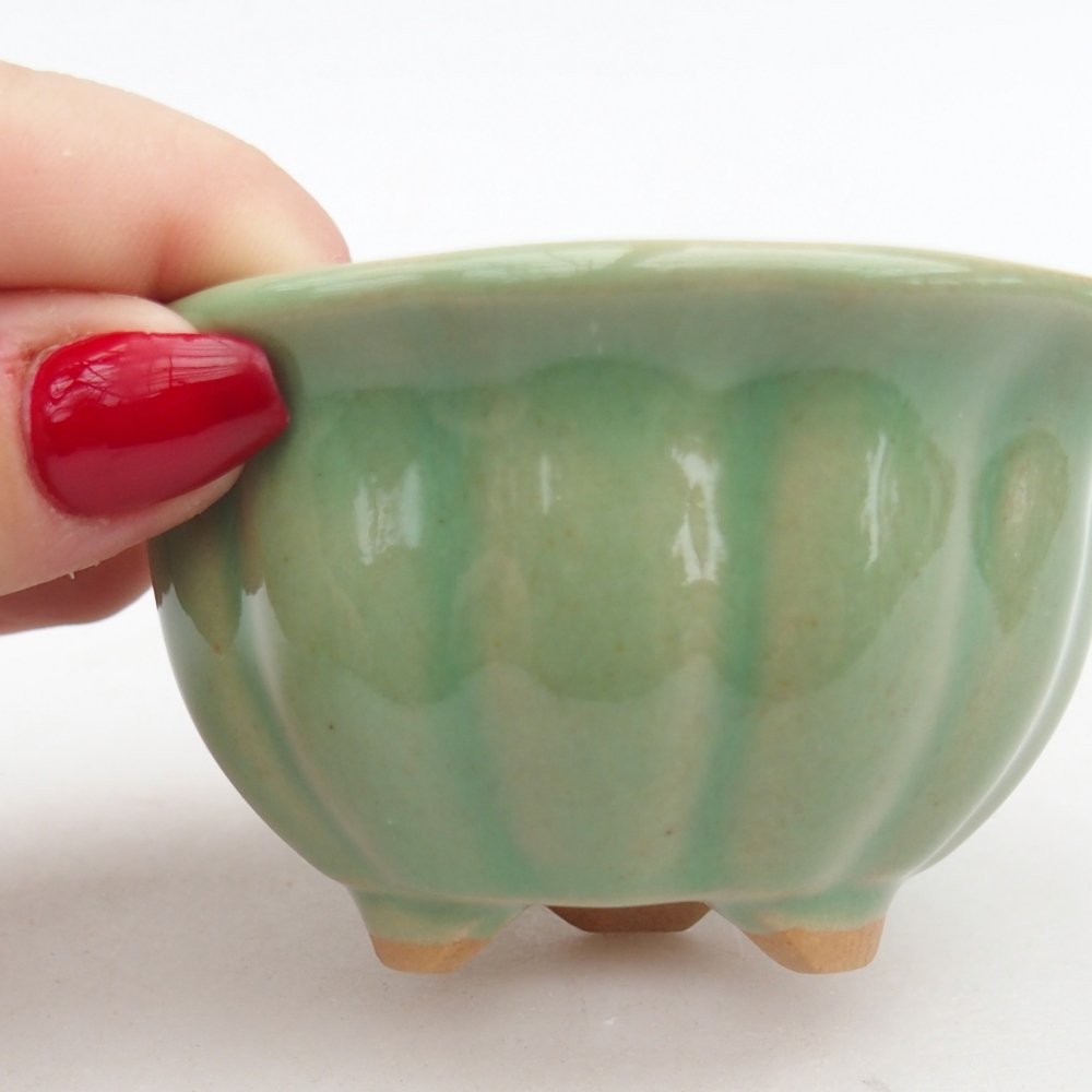 Ceramiczna miska do bonsai 8,5 x 8,5 x 4,5 cm, zielona