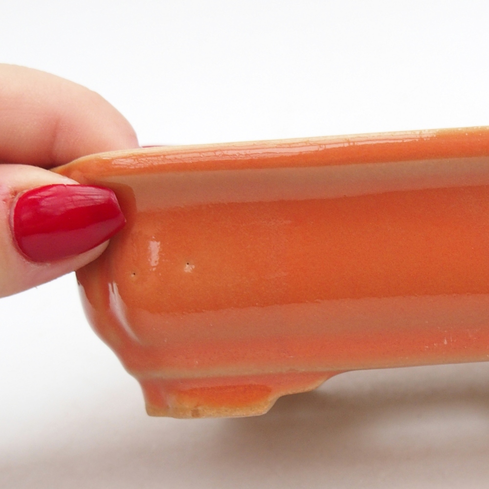 Ceramiczna miska na bonsai 14 x 11 x 4 cm, pomarańczowa