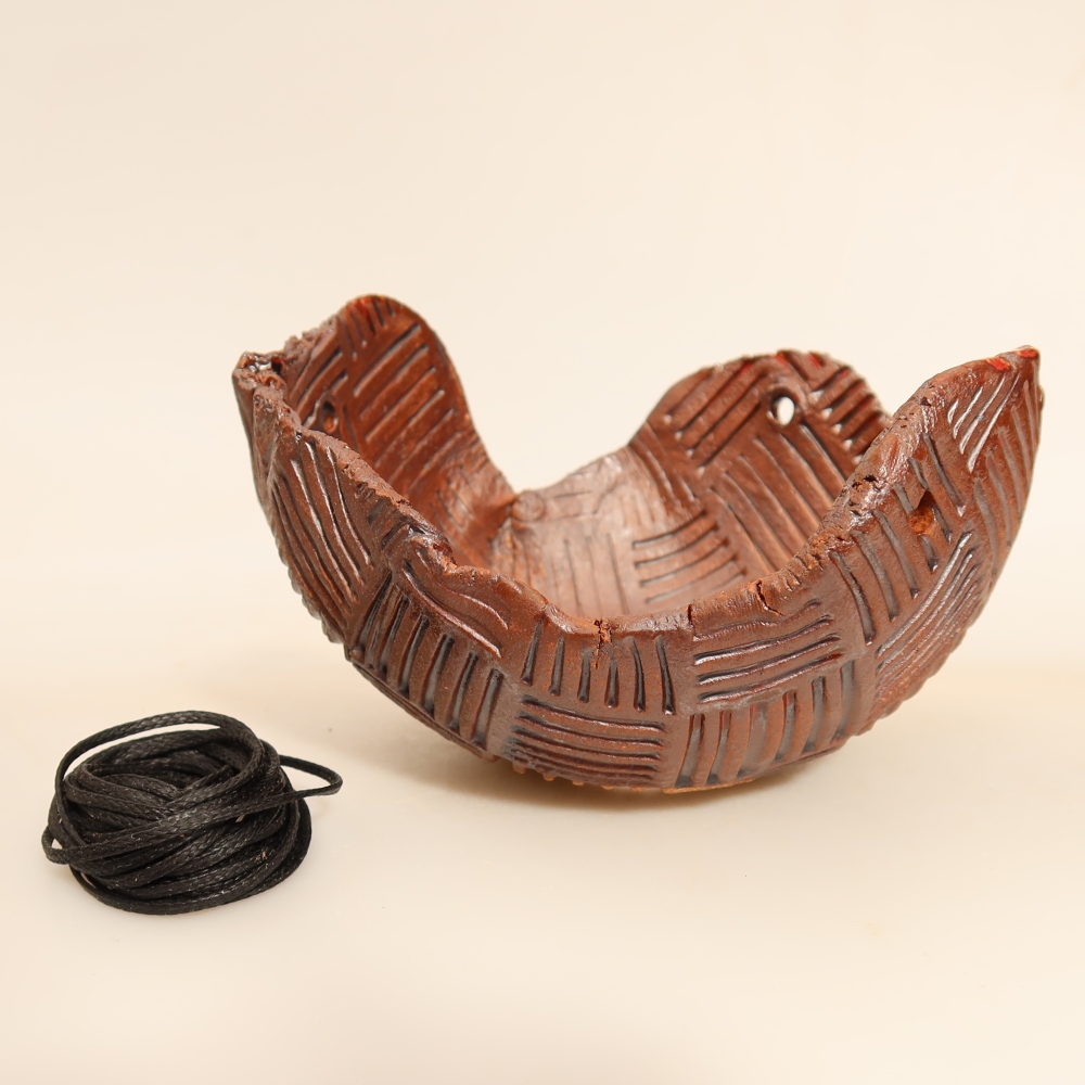 Ceramiczna skorupa do kokedamy, 12,5 x 12 x 7,5 cm, kolor brązowy