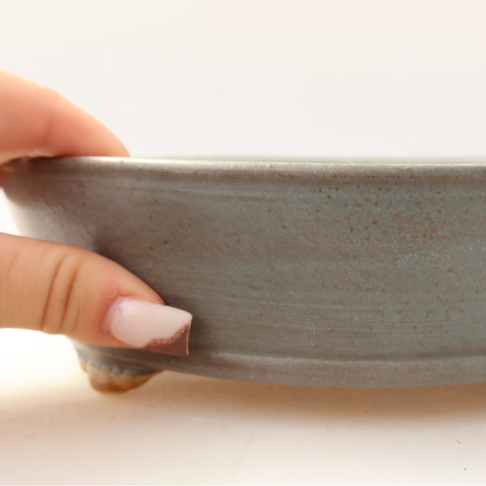 Ceramiczna miska do bonsai 21,5 x 21,5 x 6 cm, kolor niebieski