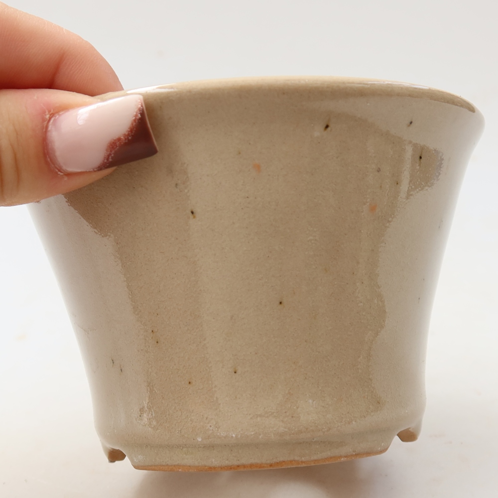 Ceramiczna miska do bonsai 11 x 11 x 7 cm, kolor beżowy