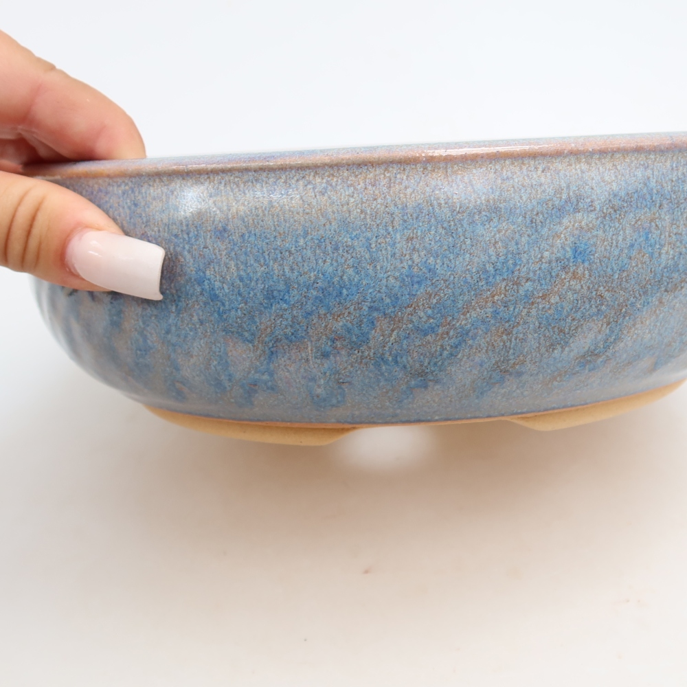 Ceramiczna miska do bonsai 21,5 x 21,5 x 6,5 cm, kolor niebieski