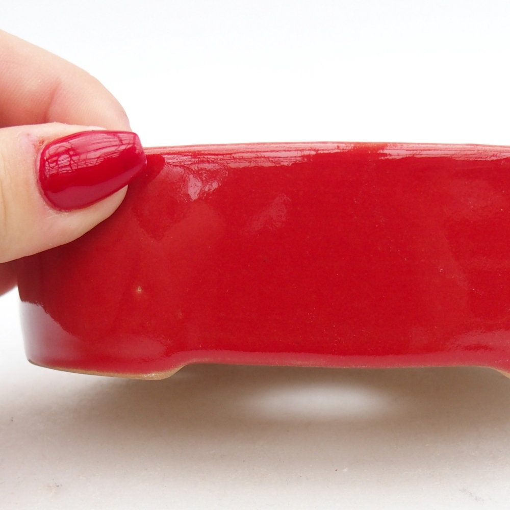 Ceramiczna miska do bonsai 12,5 x 10 x 3,5 cm, kolor czerwony