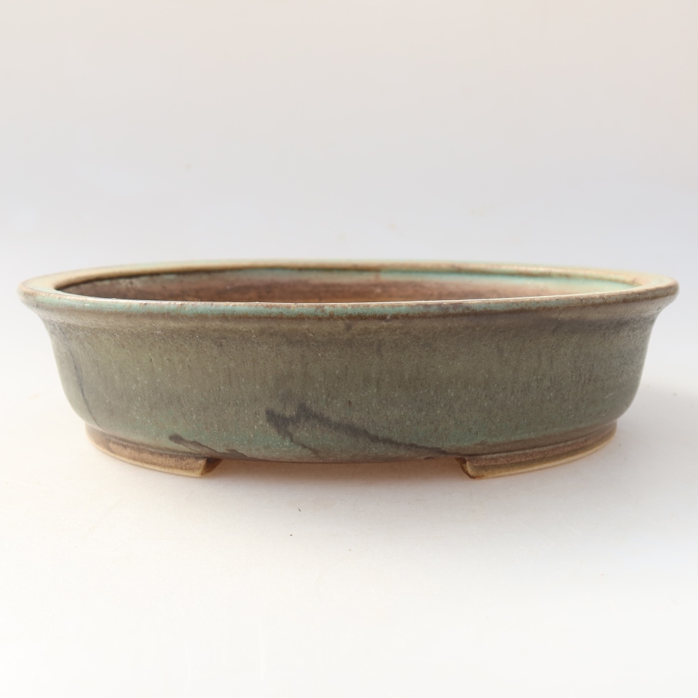 Ceramiczna miska do bonsai 21 x 19 x 5 cm, kolor zielony