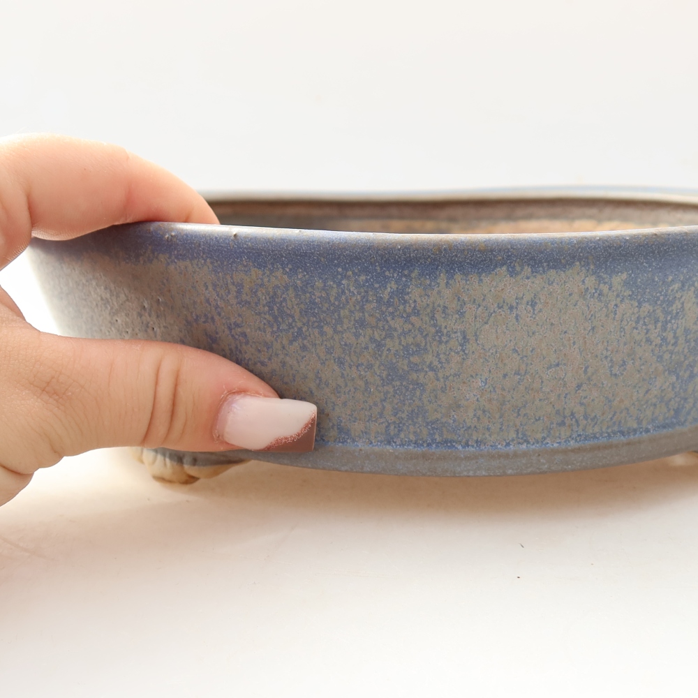 Ceramiczna miska do bonsai 21,5 x 21,5 x 6 cm, kolor niebieski