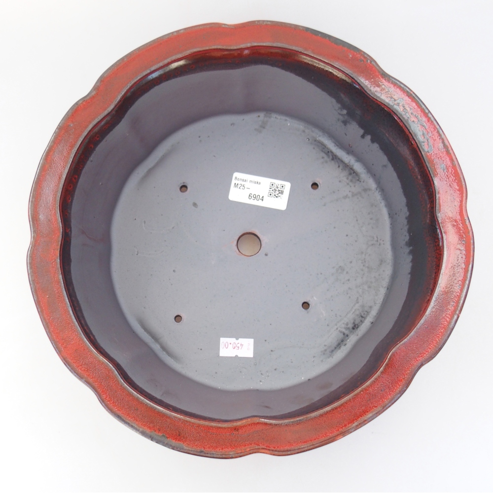 Ceramiczna miska bonsai 26 x 26 x 8 cm, kolor czerwony